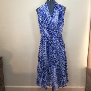 Jones New York Blue and White Abstract Dress Size 10